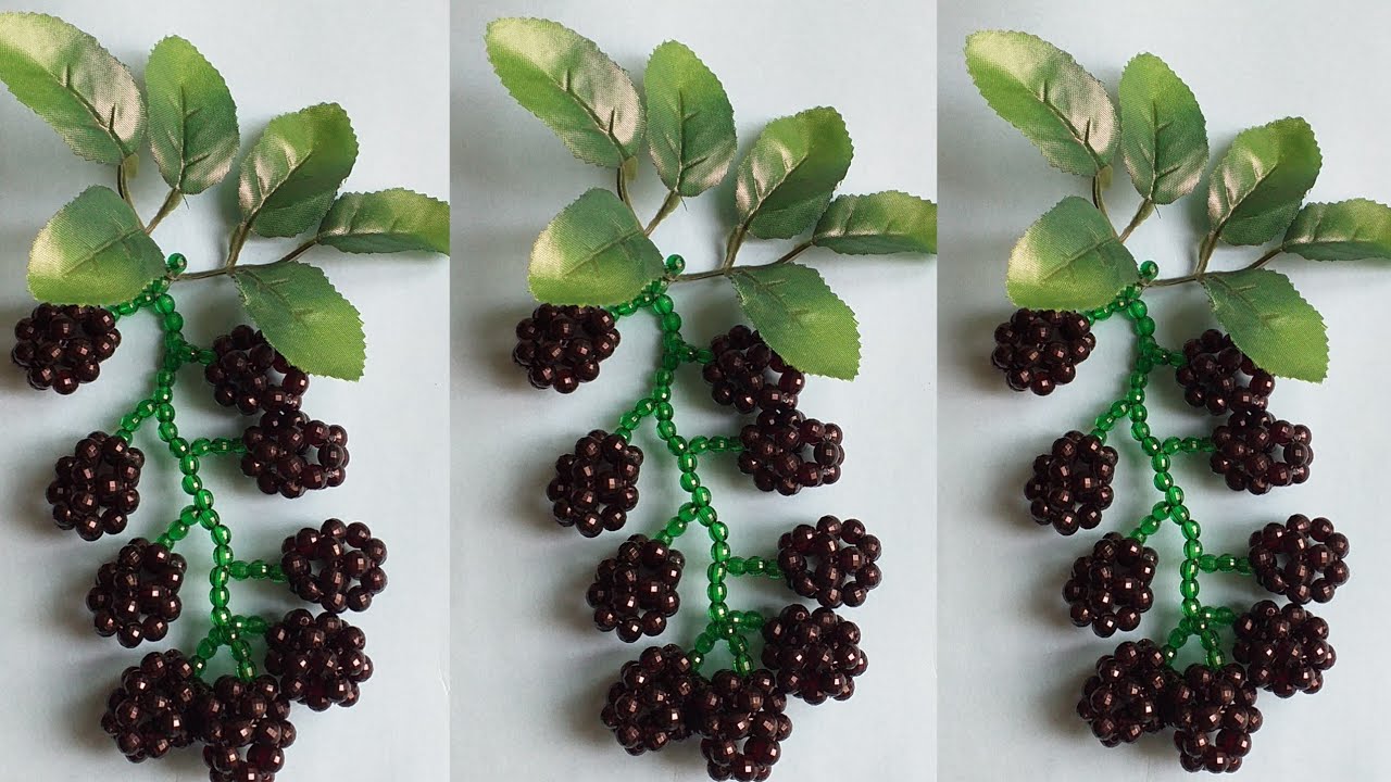 পুতির কালো জাম/জামের ঝোঁকা/পুতির কাজ/How To Make Beaded Black Berry/Beads Showpiece/ পুতি