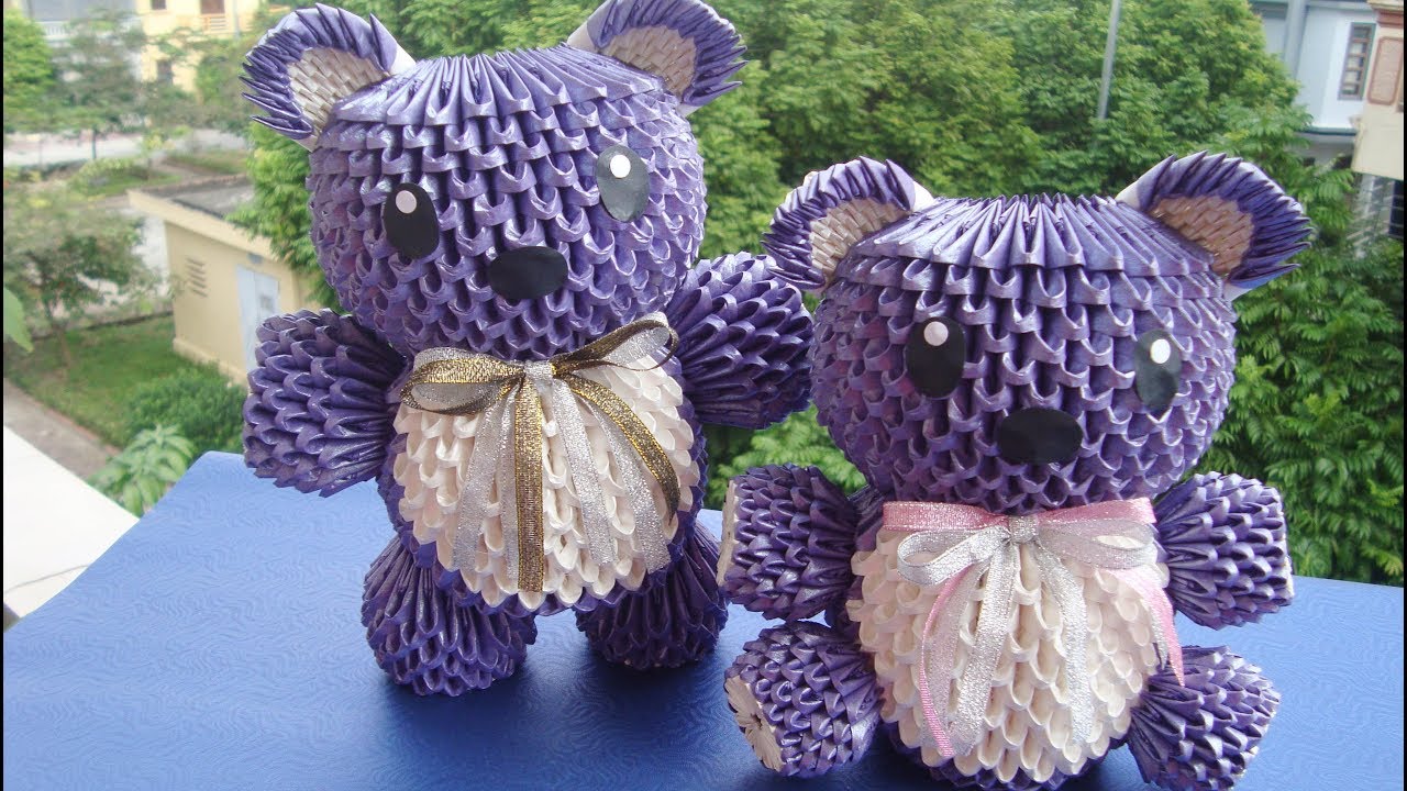 3D Origami Teddy Bear V4 Tutorial | DIY Paper Bear Home Decoration