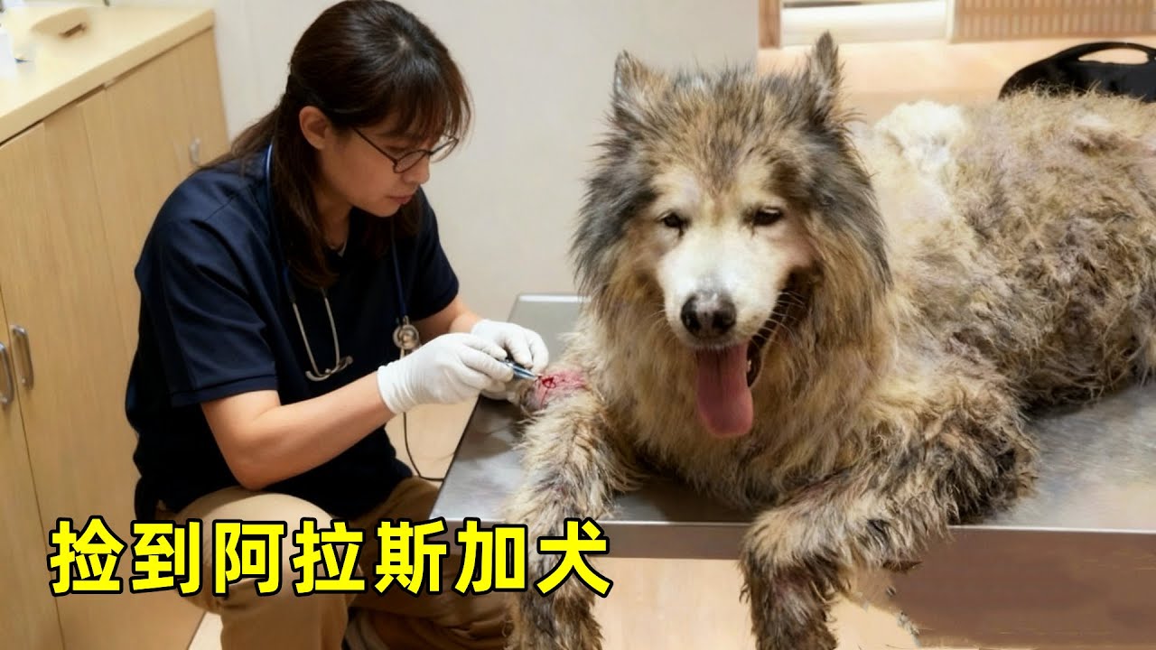 别人都捡小狗狗，我却捡了一条成年的阿拉斯加犬
