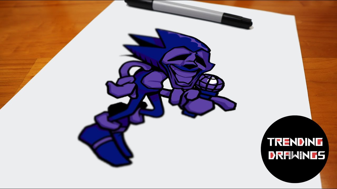 How To Draw FNF MOD Sonic EXE V2 - Majin - Step by Step
