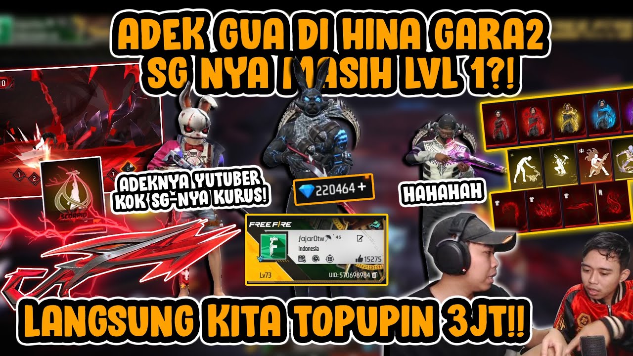 ADEK GUA DI HINA GARA2 SG NYA MASIH LVL 1?! AUTO LANGSUNG GUA TOP UP'IN 3JT BUAT BORONG SEMUA!!