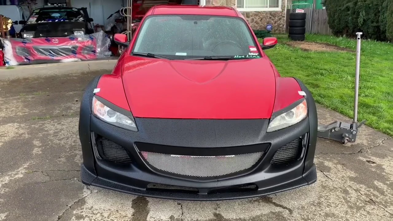 Series 2 Rx8 bumper removal and widebody install. She's Mean!