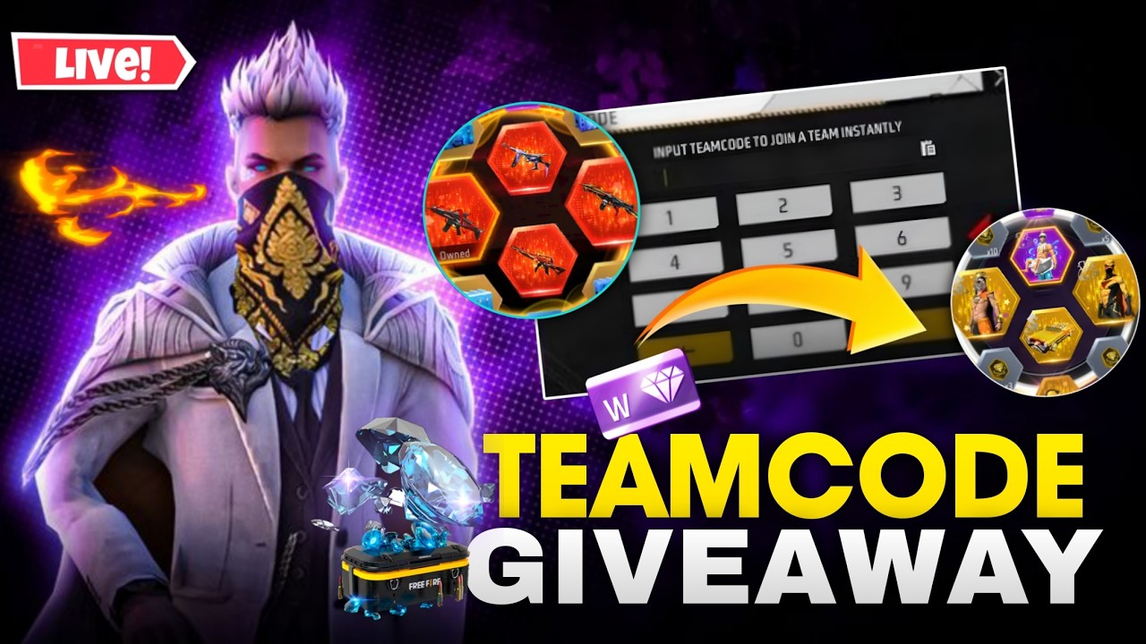 FREE FIRE LIVE CUSTOM ROOM GIVEAWAY | FF LIVE TEAM CODE GIVEAWAY | FF LIVE CUSTOM ROOM GIVEAWAY FF
