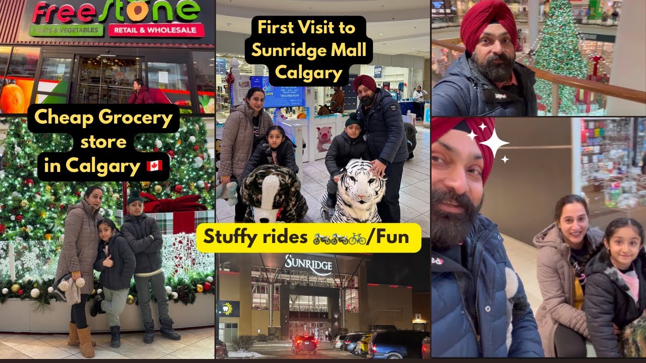 1st Visit to Sunridge Mall Calgary !! Cheapest 🥦🛒Grocery Store 😳😳in Calgary 🇨🇦!!Stuffy rides 🏍️🚲funn