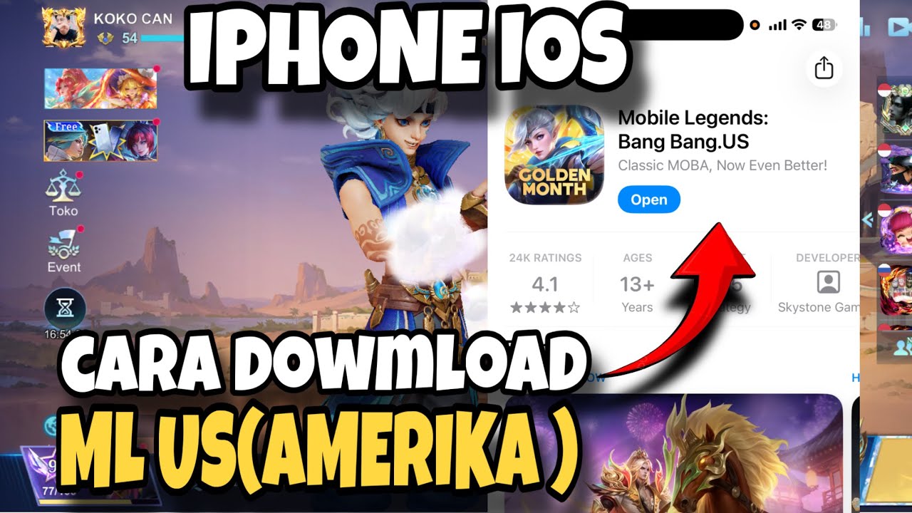 CARA DOWMLOAD ML US TERBARU ||IPHONE BISA MELEWATI VERIVIKASI MOBILE LEGENDS PAKAI INI CARA NYA