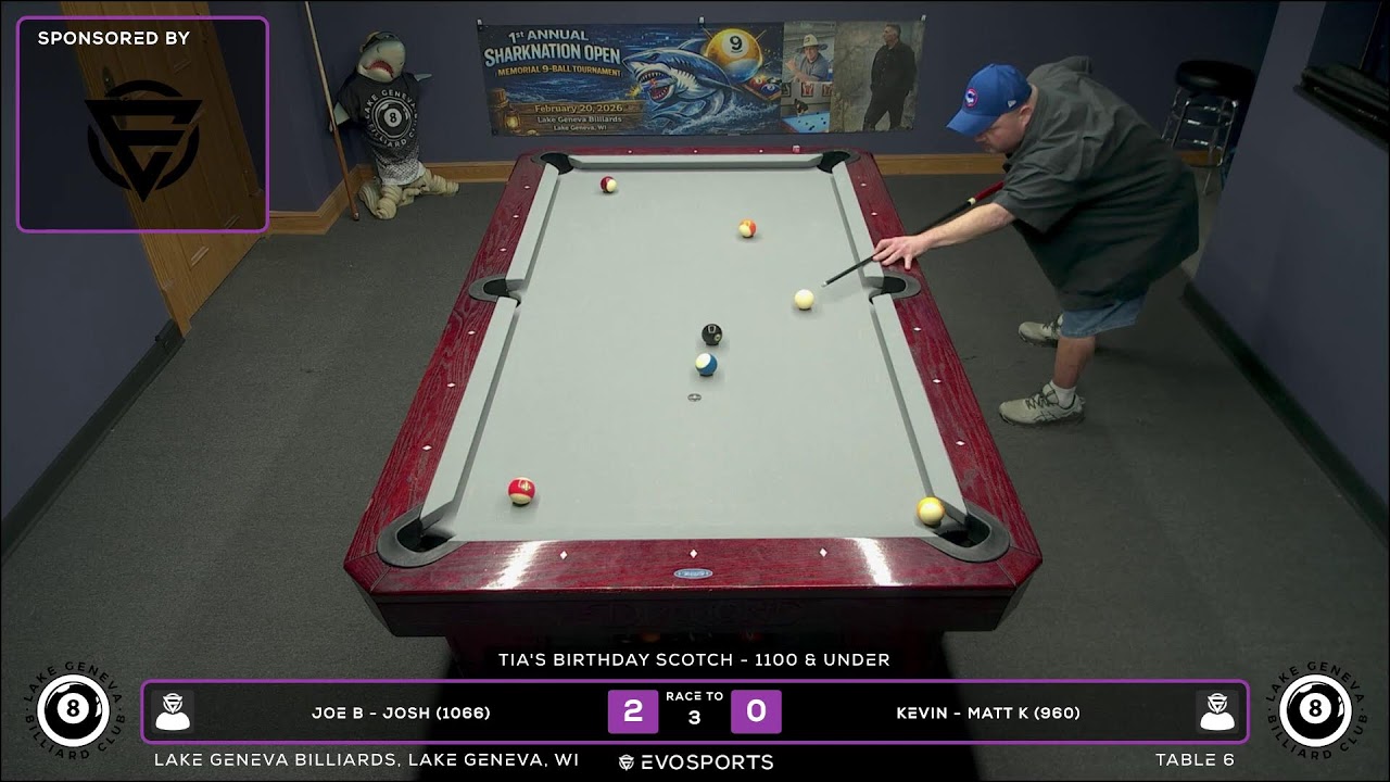JOE B - JOSH (1066) vs KEVIN - MATT K (960) - LAKE GENEVA BILLIARDS - TABLE 6 | EvoSports