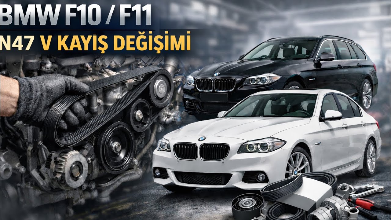 BMW F10 F11 N47 V Kayış Değişimi | Kayıştan Gelen Ses Sorunu