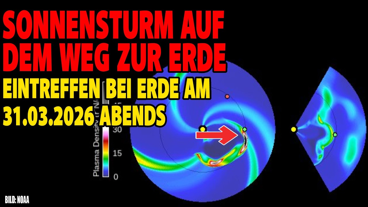 Sonnensturm auf dem Weg zur Erde - Eintreffen am 31.03.2026 abends