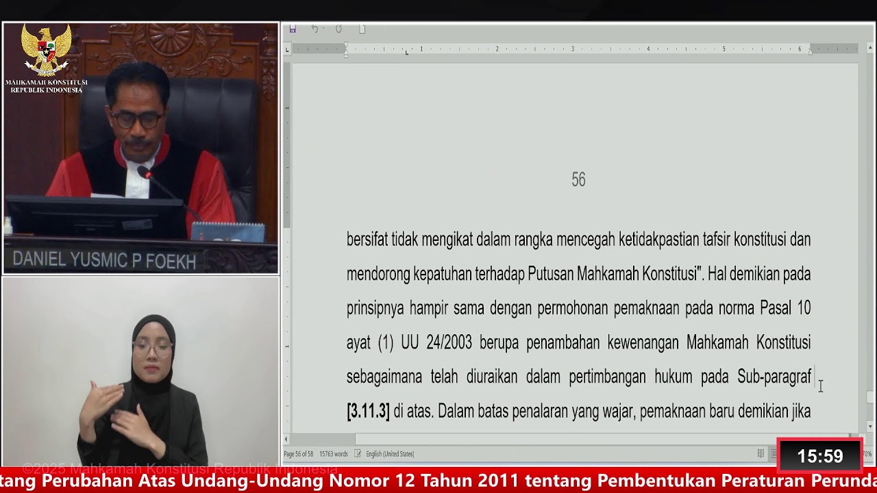 Sidang Pengucapan Putusan/Ketetapan. Kamis, 28 Agustus 2025.