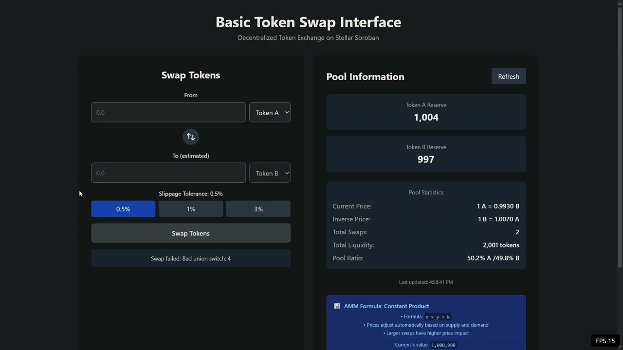 Basic Token Swap Interface