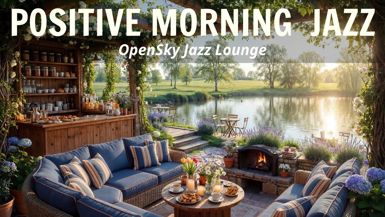 🔥 Cozy Spring Porch Jazz 🌿 Warm Fireplace Crackling & Smooth Jazz Music for Relaxing Morning Mood