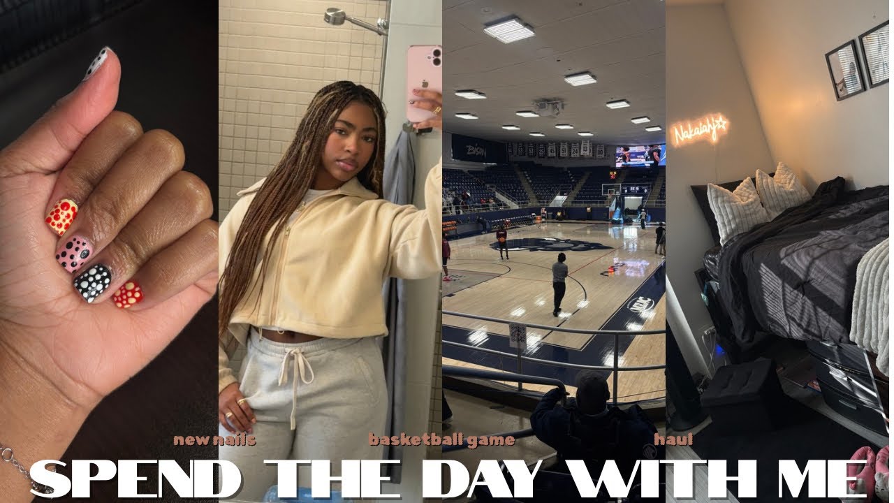 spend the day with me ꨄ︎: new nails, basketball game, haul, & more || Nakaiah Rachelle 