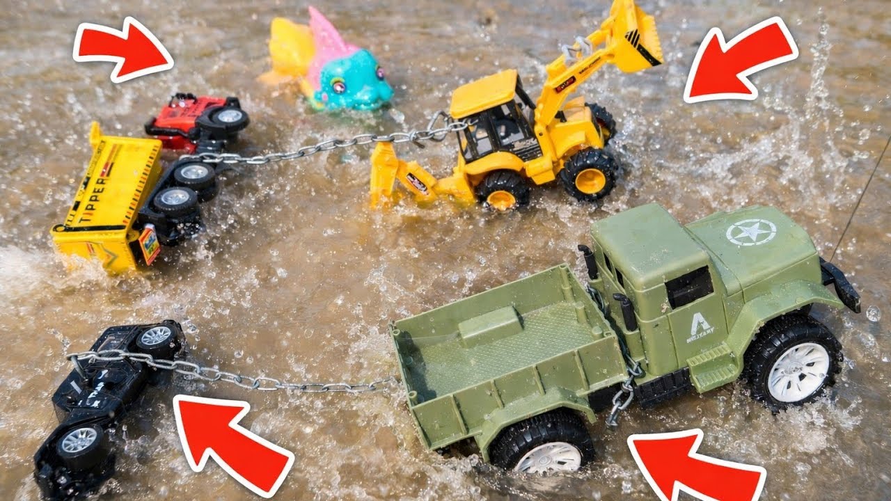 JCB 5X Army Truck Ne Bachayi  GaadiyanWater Rescue MissionMini Construction Vehicles Water Adventure