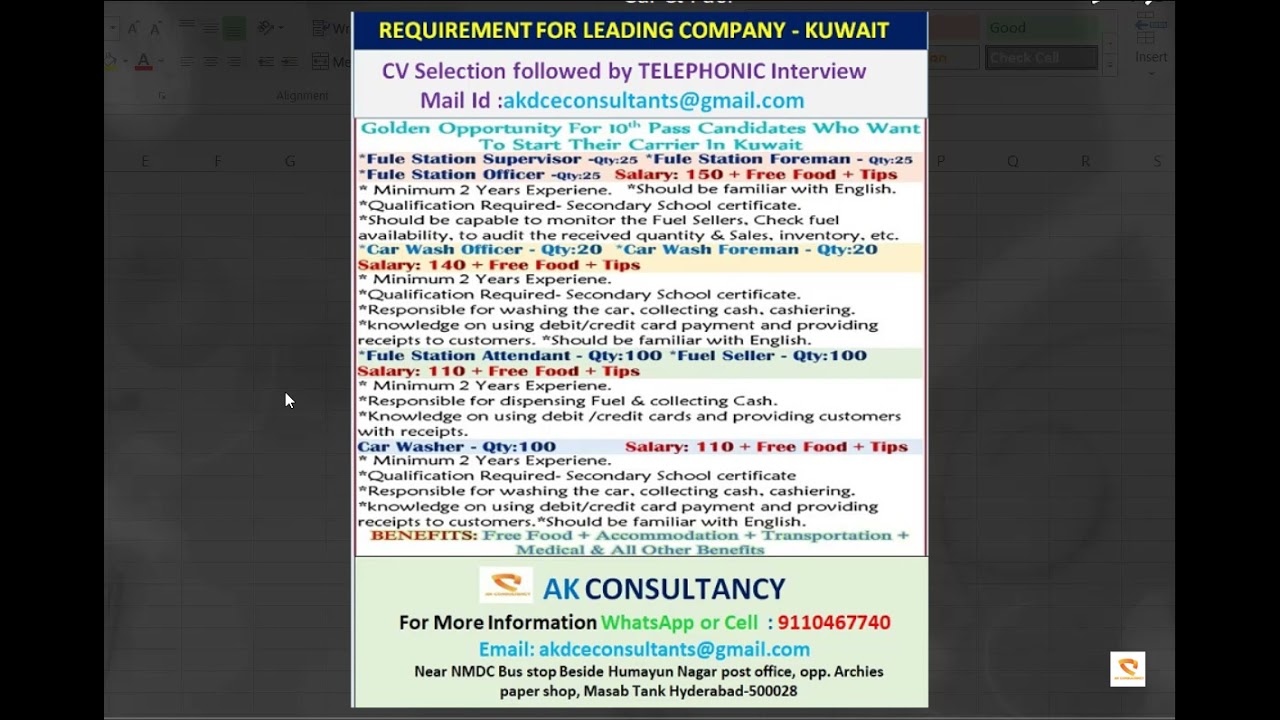 Fule  Station Supervisor, Formen, Officer, Car Washer, Attendant