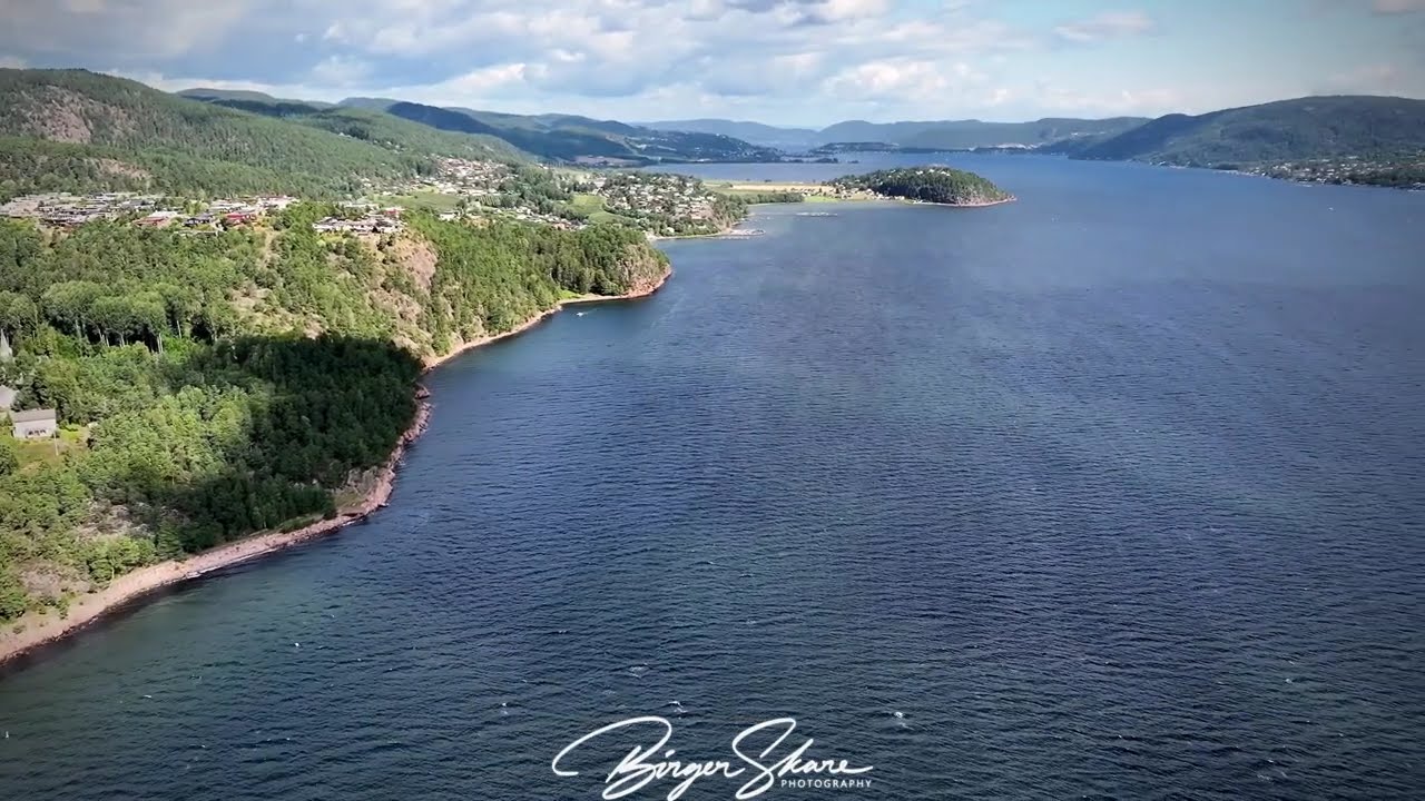 Panorama over Berger, ved utløpet av Drammensfjorden 8 august 2025