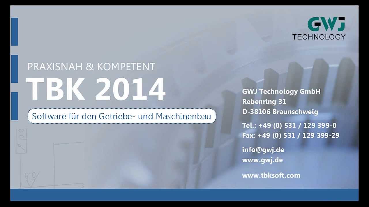 TBK 2014 Berechnungssoftware f&uuml;r den Getriebe- und Maschinenbau