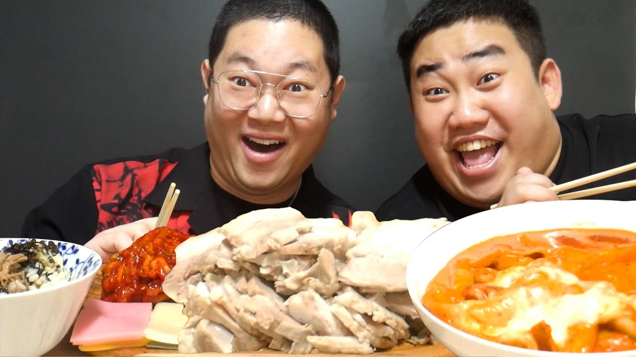 싸움의 왕이 되고싶은 감스트형과 치즈폭탄 로제떡볶이 원할머니보쌈 장조림밥 먹방 ft.(나락송)
