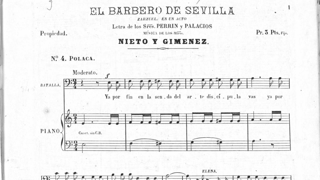 G. Giménez/M. Nieto: Me llaman la primorosa, de El barbero de Sevilla (1901). María Bayo