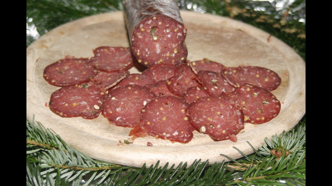 Wildsalami Reh Wildschwein. Schritt für Schritt mit Rezept.