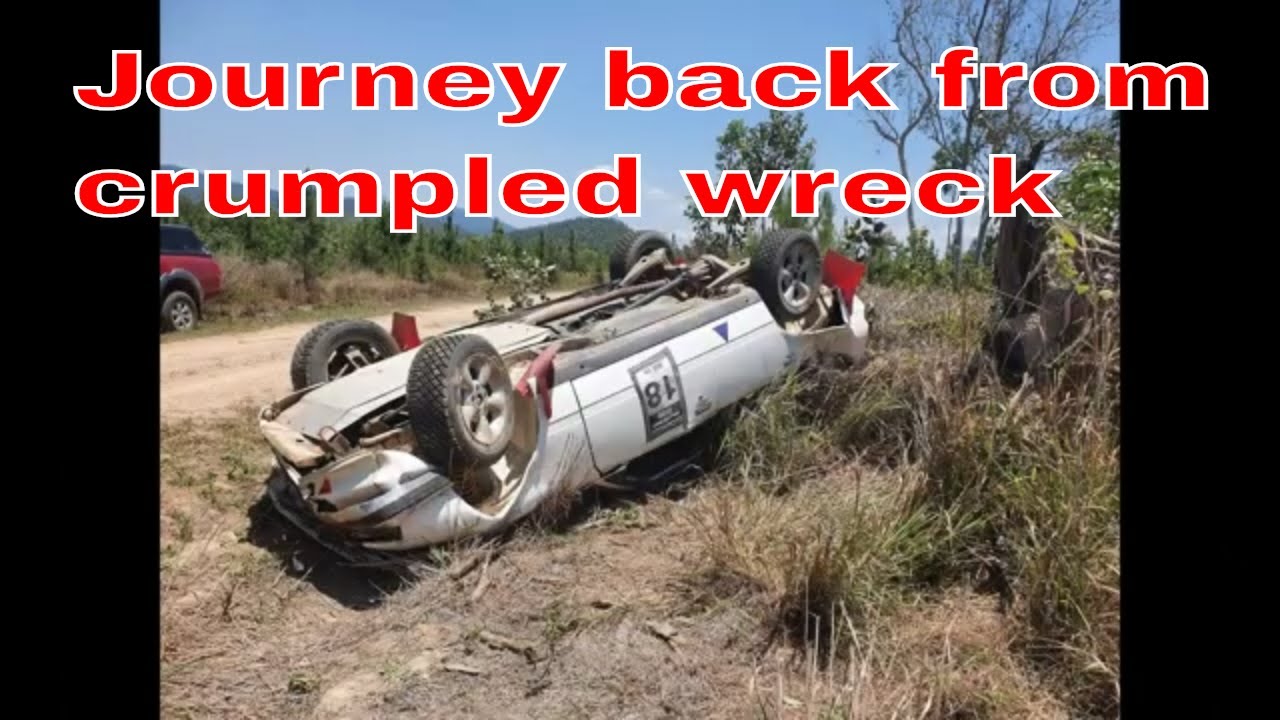 Crashed Holden Commodore Rallycar (and part of it's journey back from crumpled wreck)