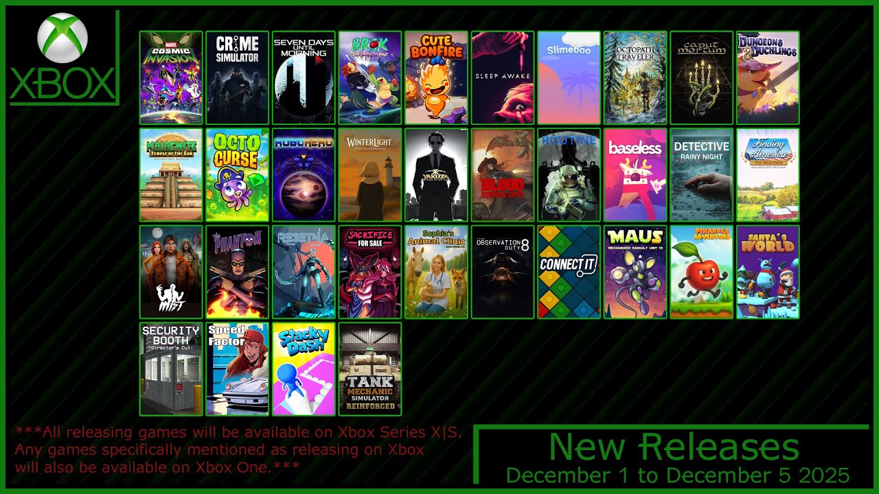 Новые игры Xbox с 1 по 5 декабря 2025 года