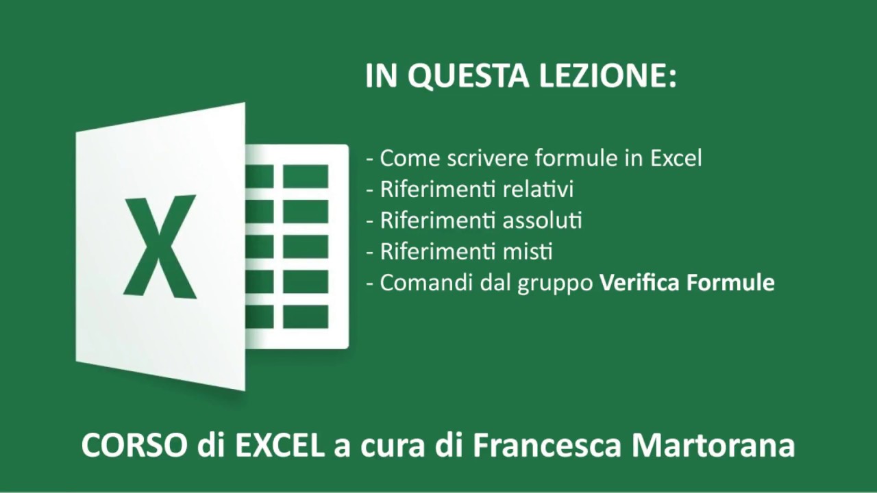 EXCEL tutorial 6: Formule e Riferimenti relativi / assoluti / misti