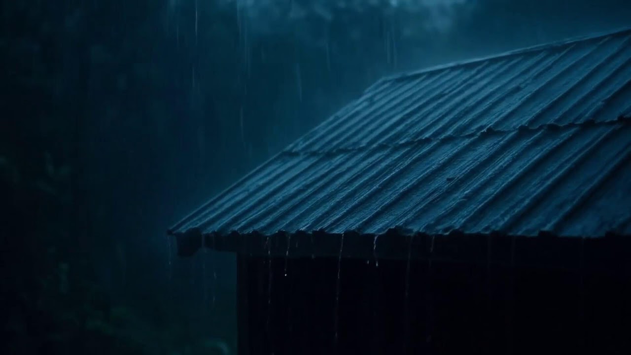 Nighttime Rain on the Roof | Fall Asleep to Heavy Rain Sounds 4K