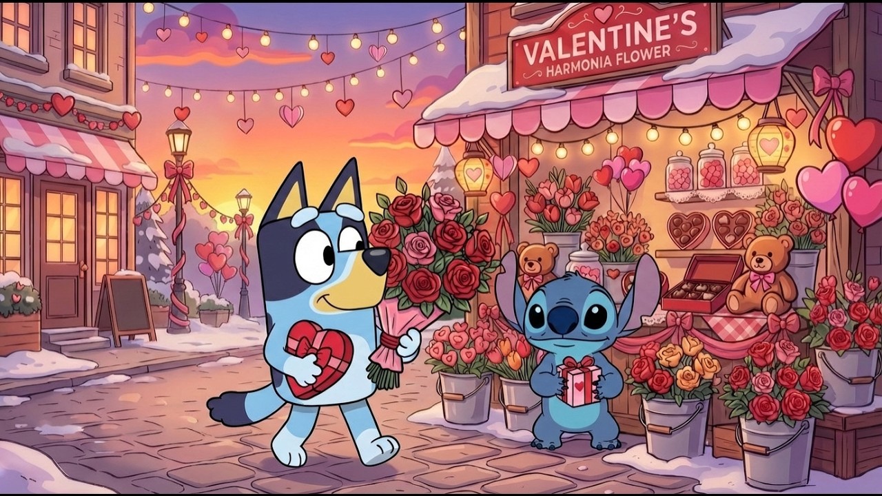Stitch & Bluey Valentine Gift Time 🎁 Soft Lofi Classroom Music for Study & Relax 💖 Sweet Winter Love