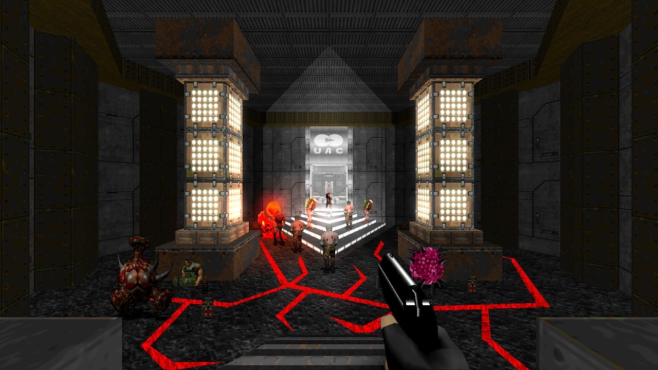T64 Weapons - Hell on Earth Remake : UAC Entryway and Underhalls | Doom Mod | 4K