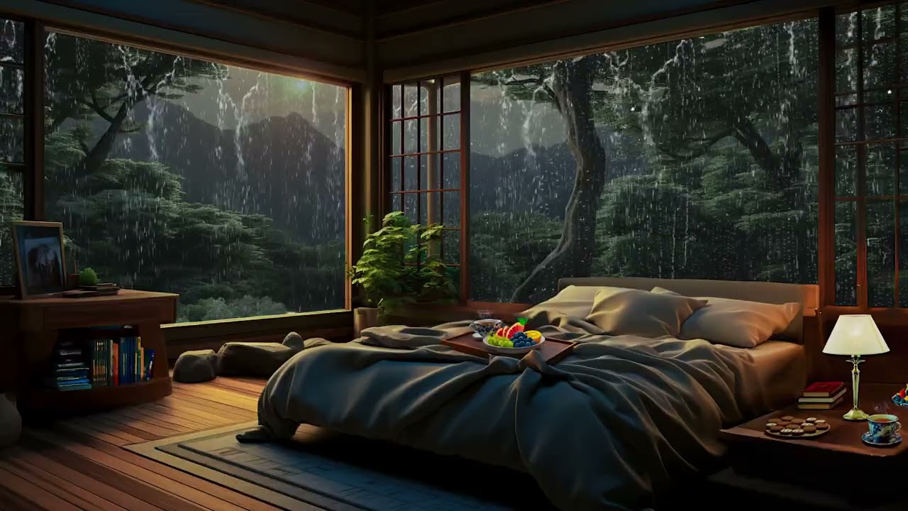 Soothing Piano and Heavy Rain for Sleeping Instantly, Deep Relaxation and Calm Mind (3 Hours)