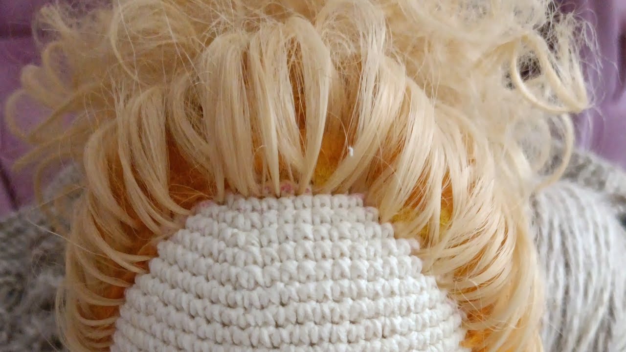 amigurumi bebekler için sentetik saç yapımı  (how to attach synthetic hair for amigurumi dolls