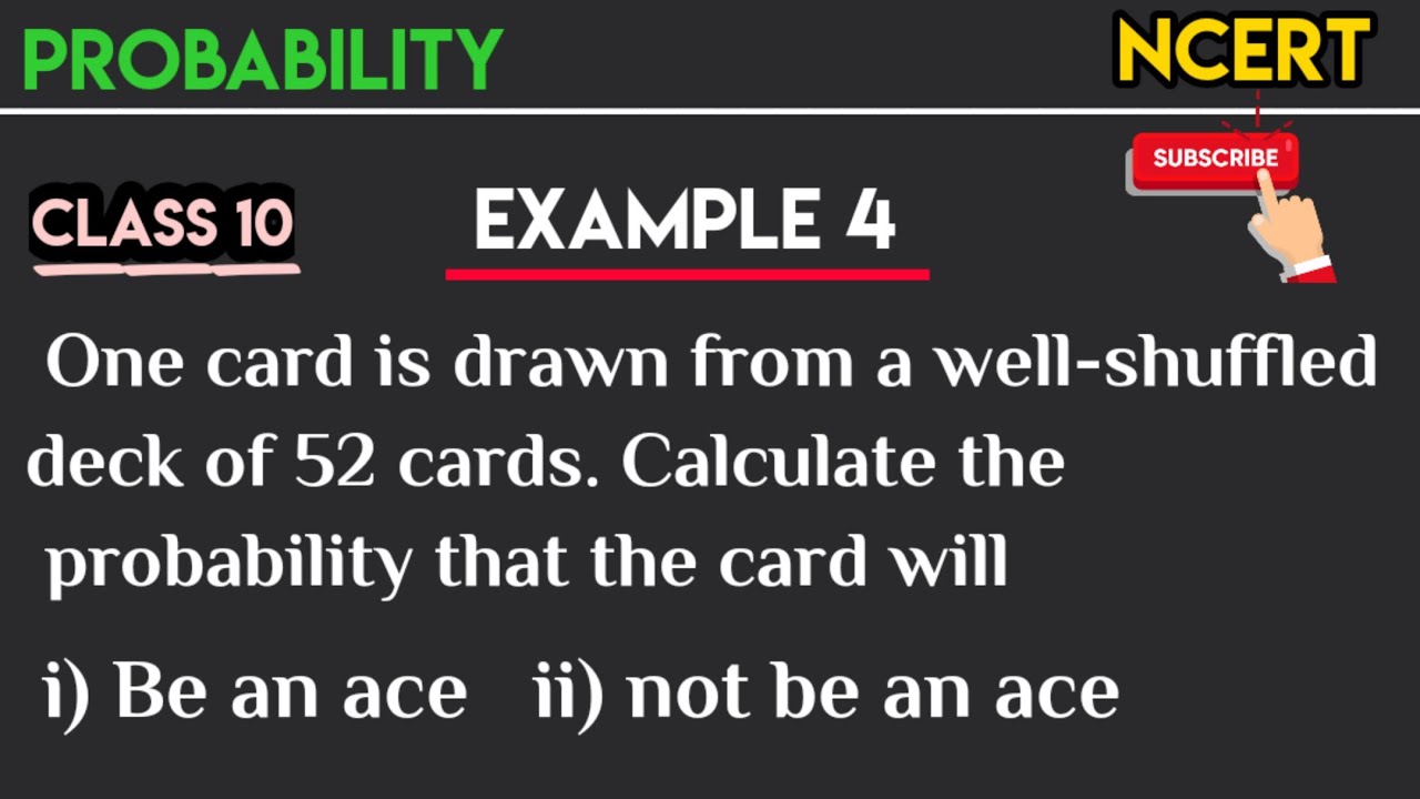 One card is drawn from a well-shuffled deck of 52 cards. Calculate theprobability that the card
