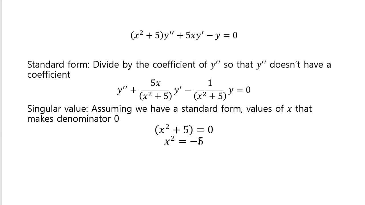 Radius of convergence of a power series solution to differential equations