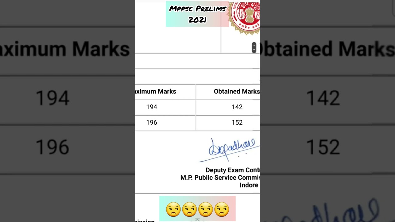 MPPSC Prelims Score Card Marks failed Result Mppsc Cutoff