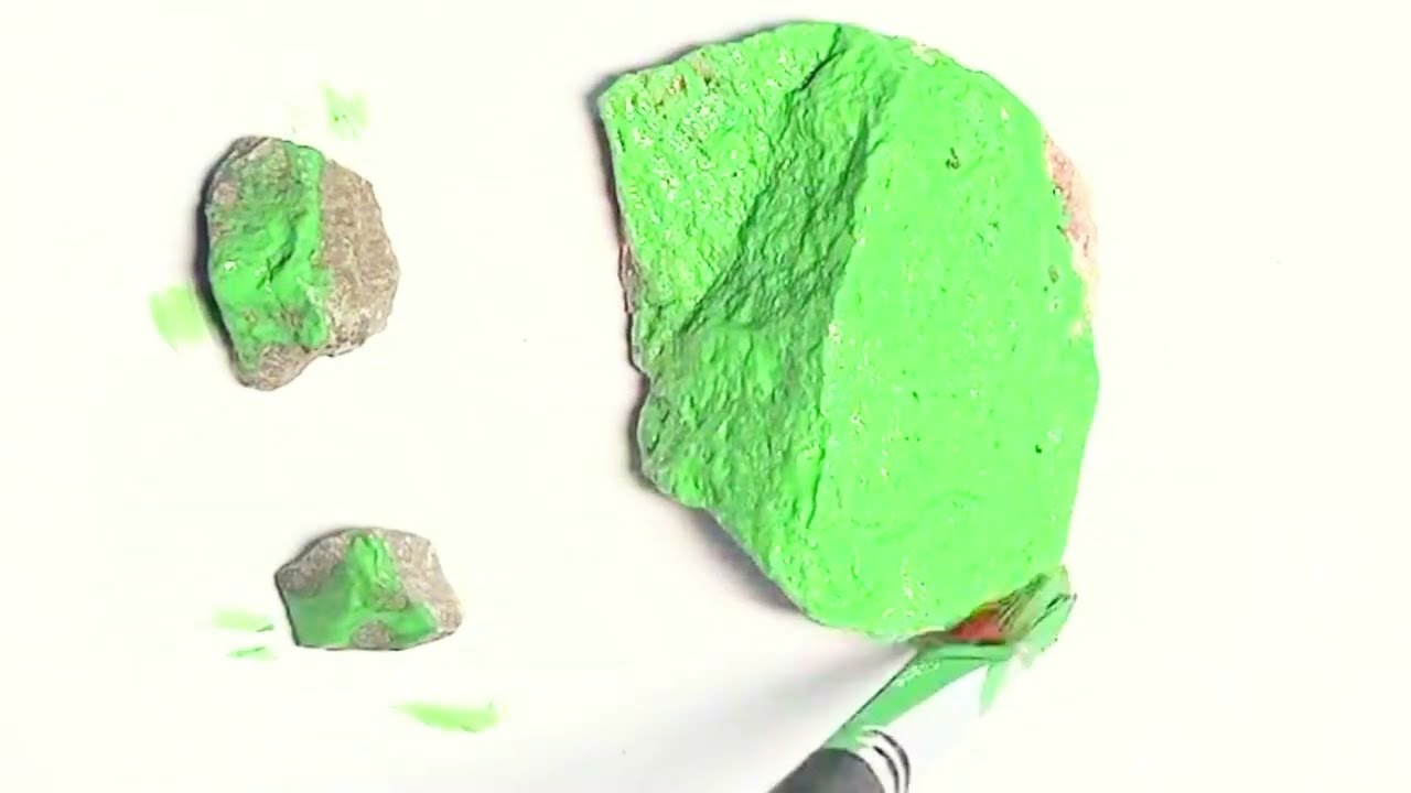 Aggressive Green Rock Painting ASMR 🎨🔥 | Intense Brush Sounds & Color Smash