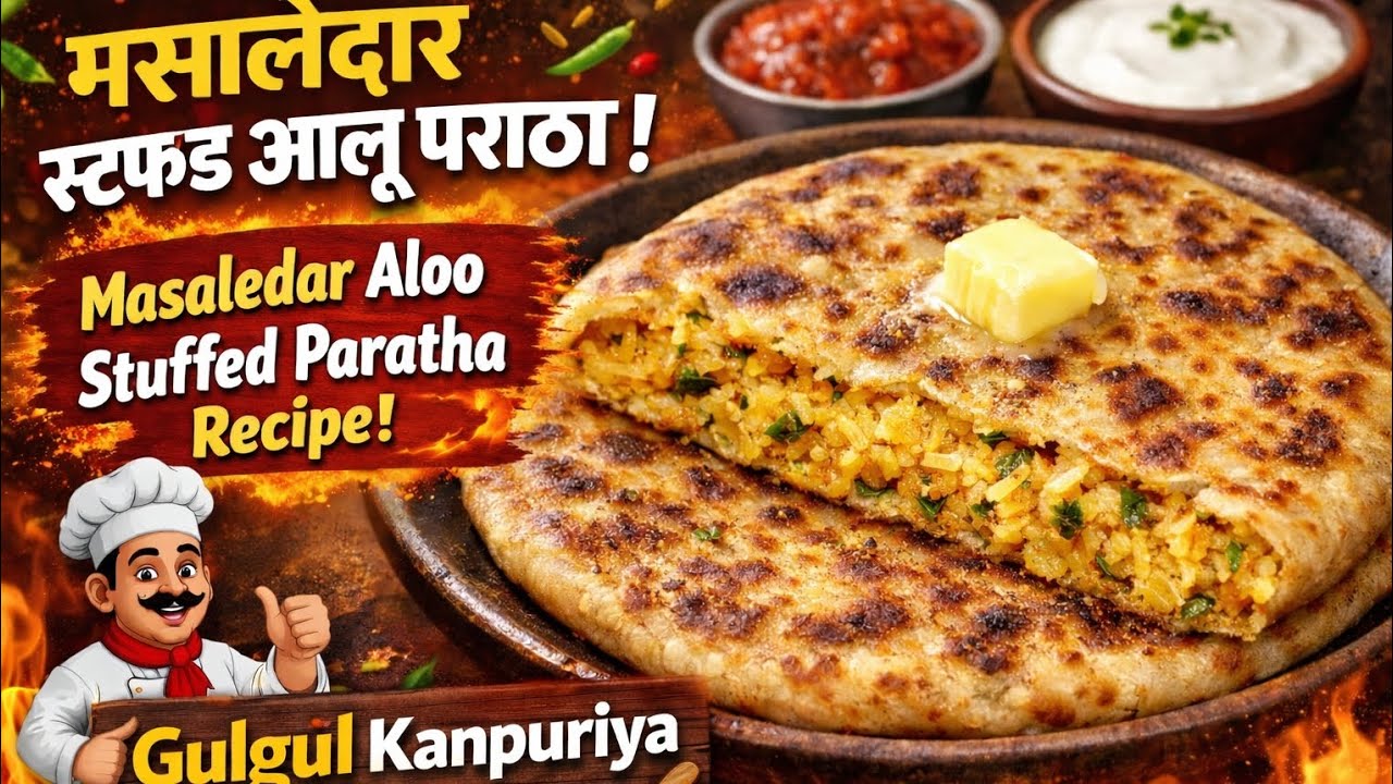मसालेदार स्टफ्ड आलू पराठा | Homemade Masaledar Aloo Stuffed Paratha@GulgulKitchen-v1c #aluparatha