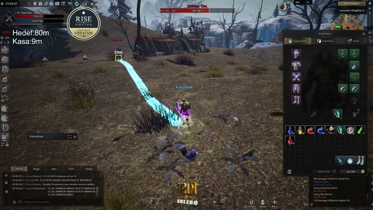RISE ONLINE MANTIS 1 SAAT ROWLA HUNTER ORC FARMI 2024 GÜNCEL