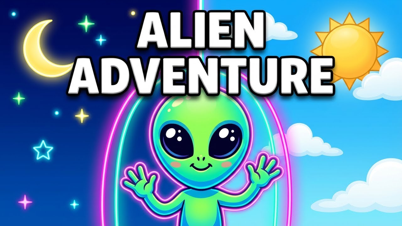 “Alien Attack at Night 👽➡️☀️ | Funny Alien Cartoon Story for Kids”
