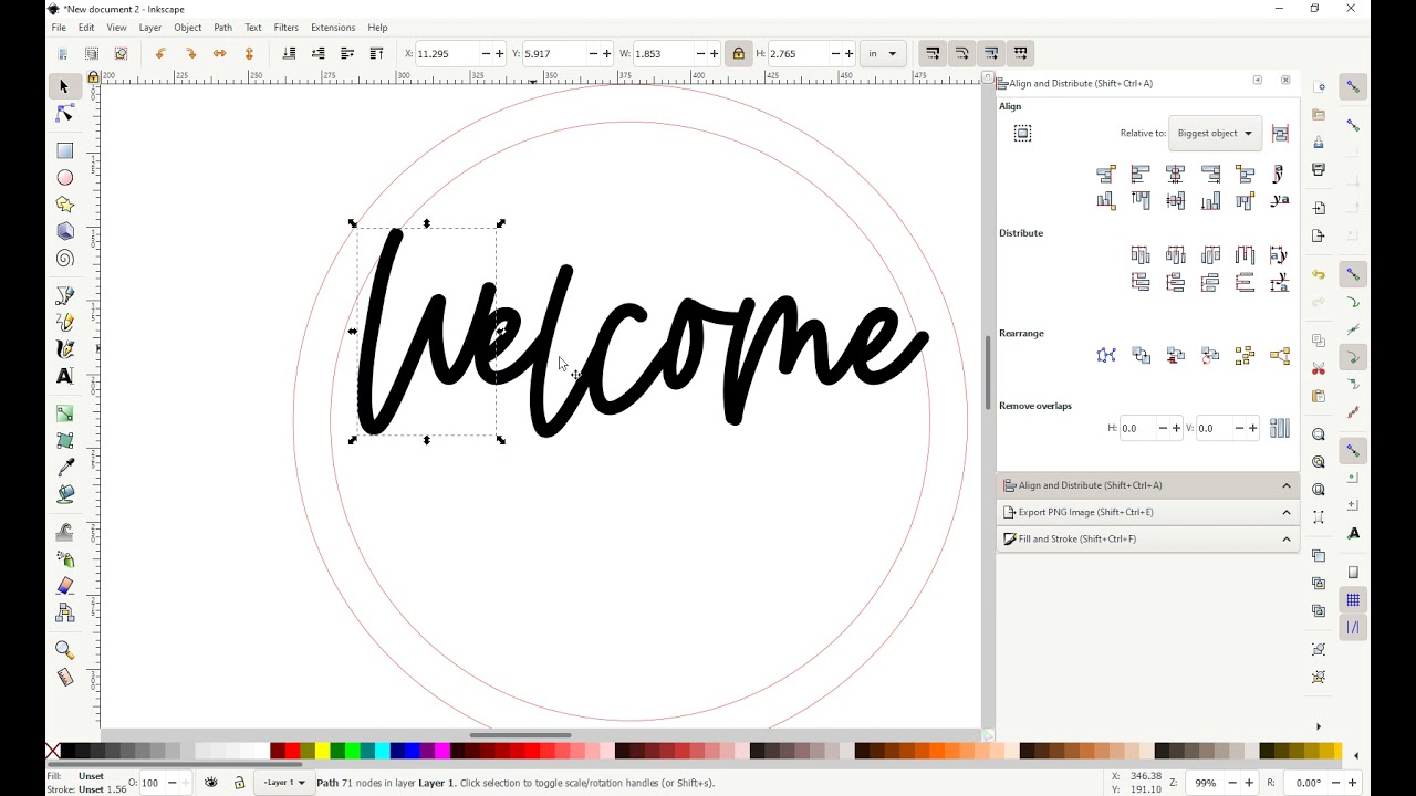 Welding Shapes and Letters using the Union feature in Inkscape