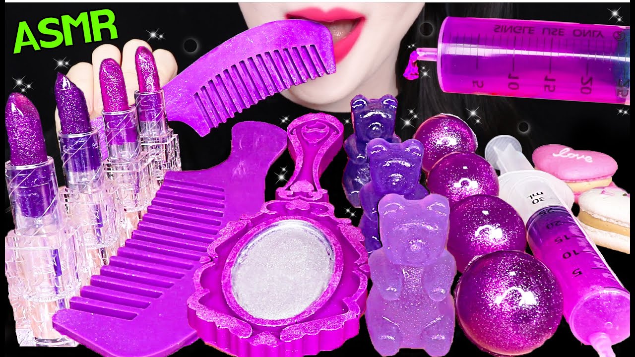 ASMR EDIBLE HAND MIRROR, EDIBLE HAIR COMB, EDIBLE LIPSTICK 먹는 거울, 먹는 빗, 먹는 립스틱 먹방 JANE ASMR 제인