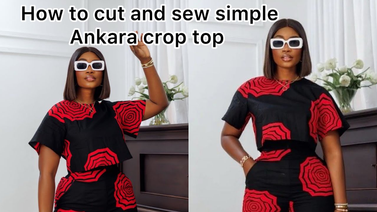 Как выкроить и сшить простой укороченный топ Ankara для начинающих #croptop #ankaracroptop #ankar...