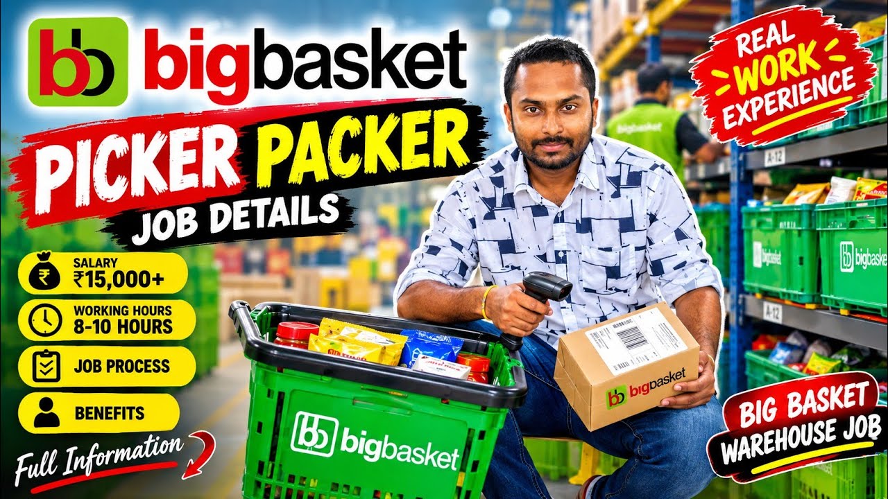 BigBasket Picker & Packer Job &ndash; Salary, Joining Process & First Day 🚚 Friend Experience👌 #raghul