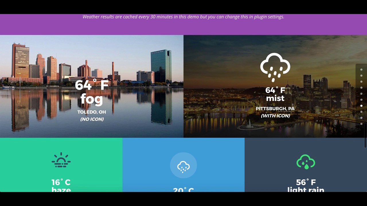Divi Weather plugin example