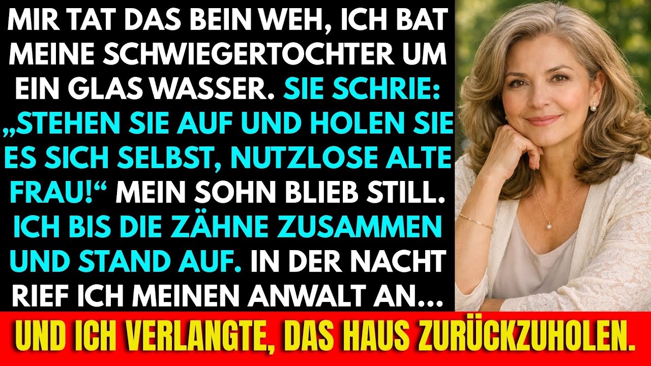 Ich Bat Um Wasser–Meine Schwiegertochter Schrie: „Steh Auf, Nutzlose Alte!“Ich Rief Meinen Anwalt An