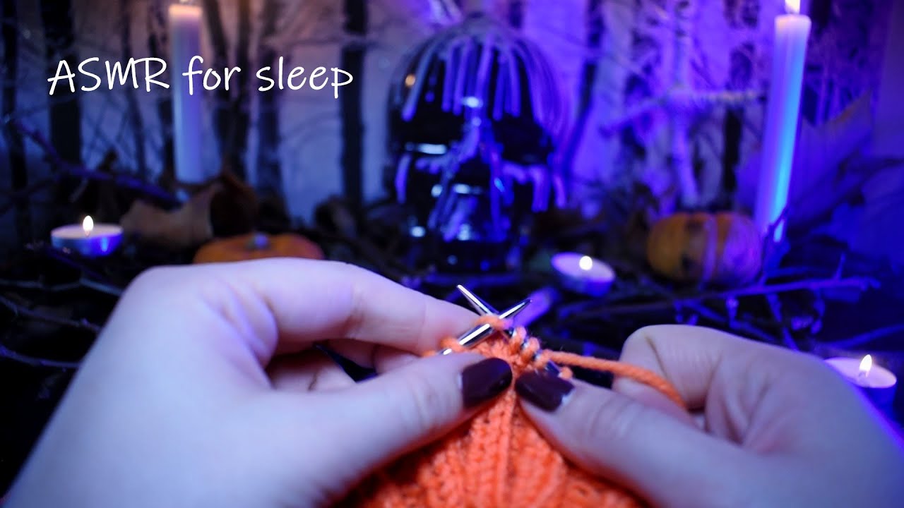 Spooky ASMR Knitting For Sleep - No Talking