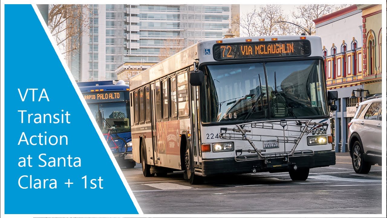 VTA: Bus and Light Rail Action at Santa Clara and First