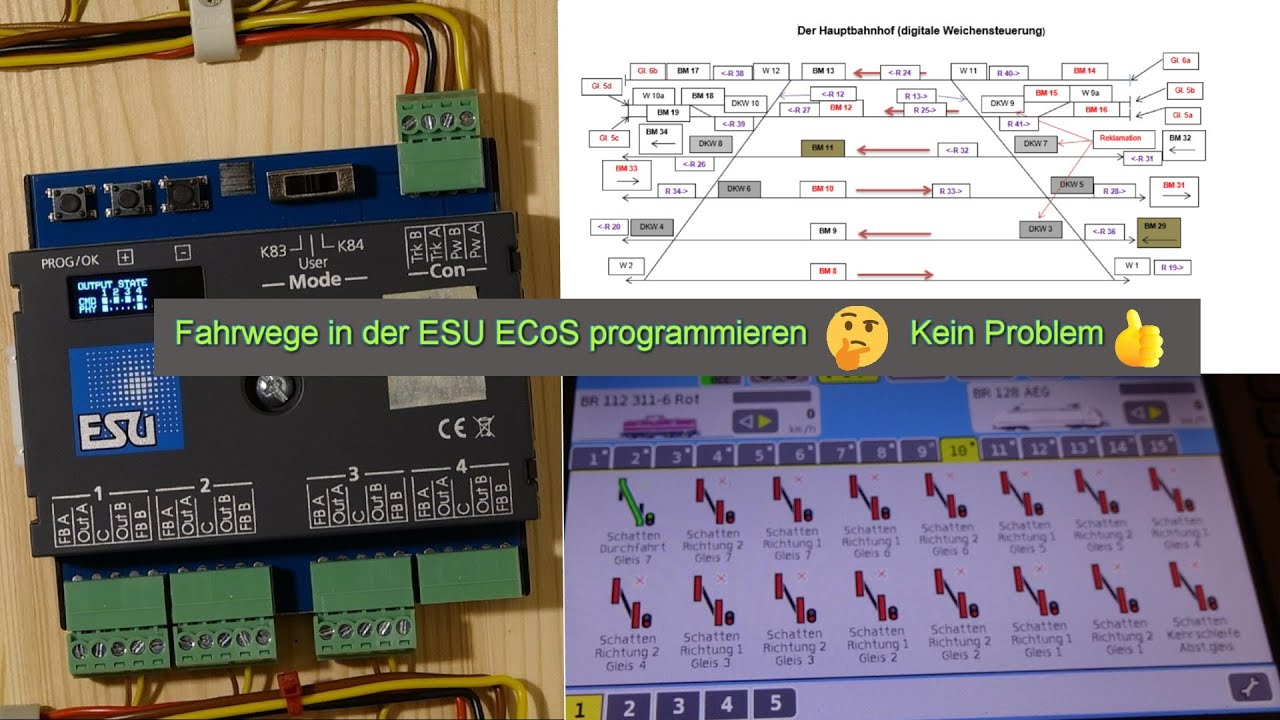 Modelleisenbahn Spur N, Fahrwege in der ECoS programmieren, Teil 1 / 2