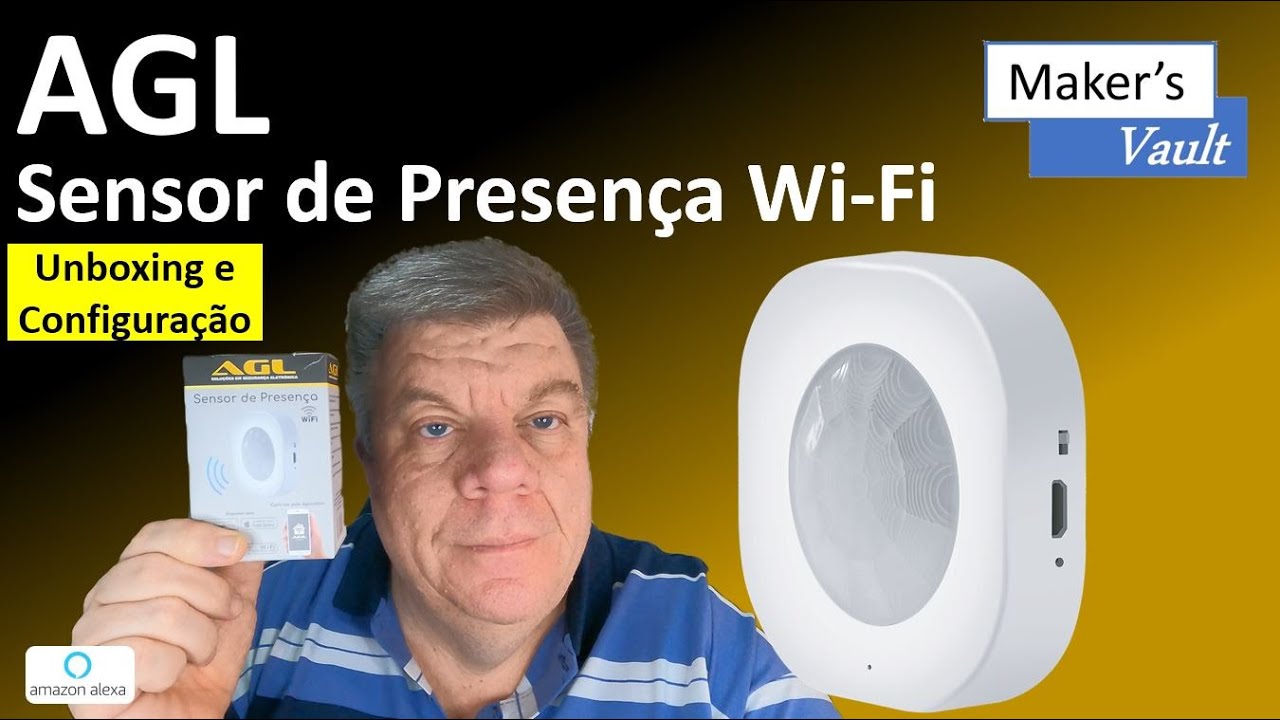 Sensor de Presença Wi-Fi AGL com bateria recarregável: Unboxing e Configuração - Use com Alexa!