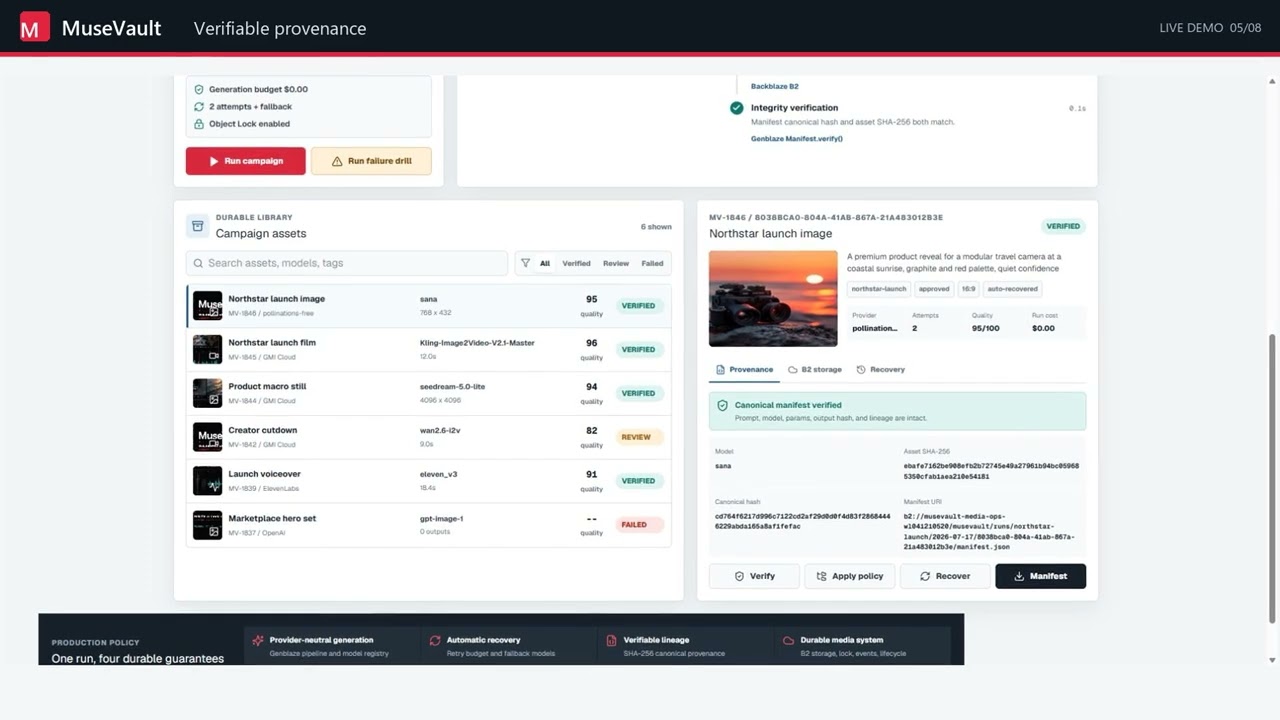 MuseVault - Reliable AI Media Operations with Genblaze and Backblaze B2