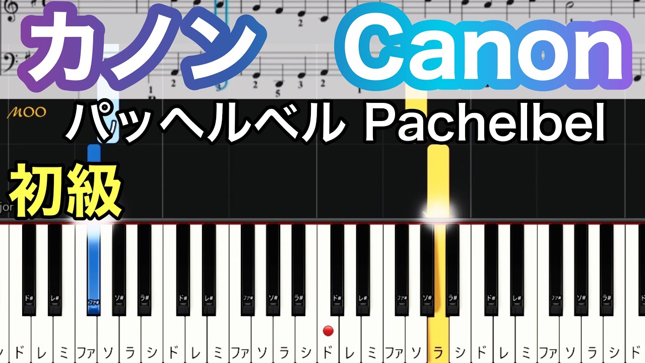 【カノン】パッヘルベル(簡単ピアノ）ゆっくり/楽譜/ 初心者向け・初級チュートリアル【Piano Synthesia】